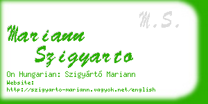 mariann szigyarto business card