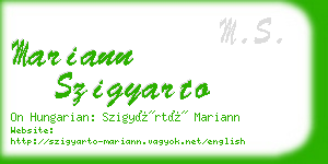 mariann szigyarto business card